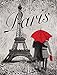 Gango Home Decor Strolling in Paris- Two Beautiful 11 x 14 in Poster Prints Eiffel Tower and Red Umbrella Set