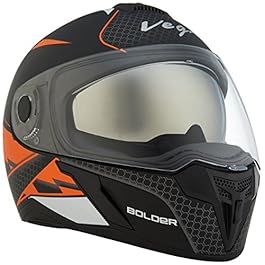 Vega Ryker Bolder Full Face Helmet (Dull Black/Orange, M)