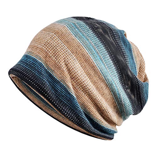 Paladoo Chemo Caps Cancer Headwear Infinity Scarf for Women (2 Pack Blue Stripes)
