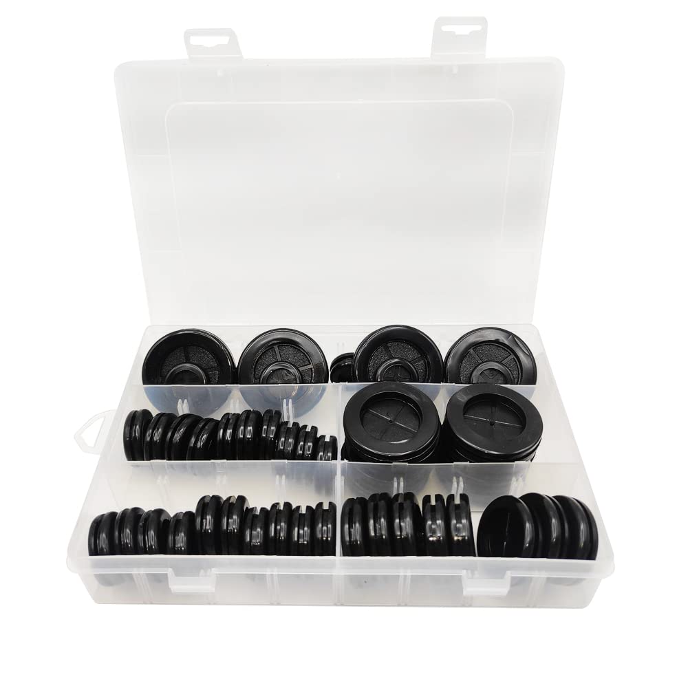 Round Rubber Plug Hole Grommet Kit 52pcs 6size Double Sided Round Rubber Hole Plug for Protecting Cable Wire Hole Plug Assortment Automotive Supply