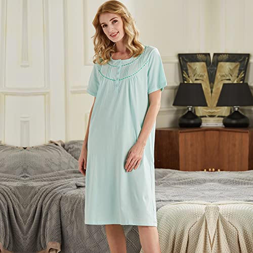 Keyocean Summer Nightgown for Women, 100 Cotton Lightweight Short