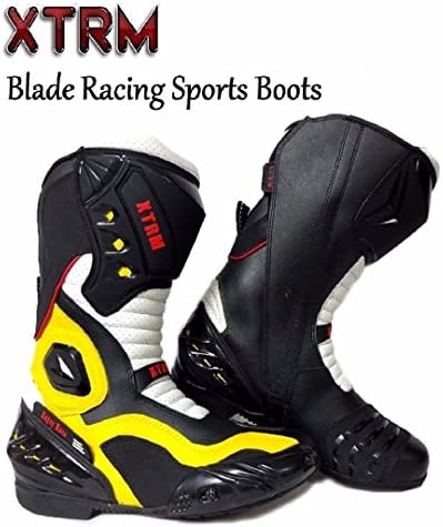 MOTORBIKE XTRM BLADE ADULT MOTORCYCLE SCOOTER BOOTS New 2019 Heavy-Duty On Road Racing Touring Armour Sports Boots BLACK/YELLOW
