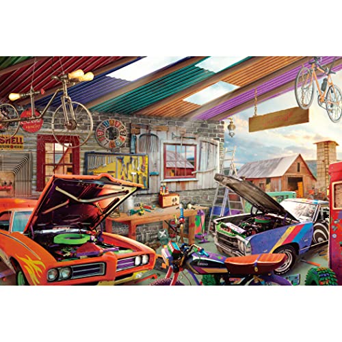 Lavievert Wooden Jigsaw Puzzle 1000 Piece Puzzle for Adults and Kids - Garage