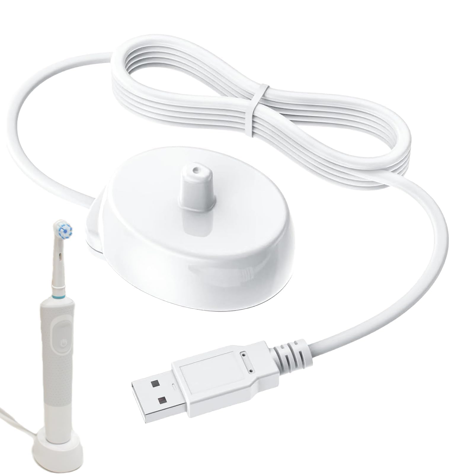 Toothbrush Charger Adapter with Inductive Charging Base, USB Port, Waterproof, Portable, Replacement