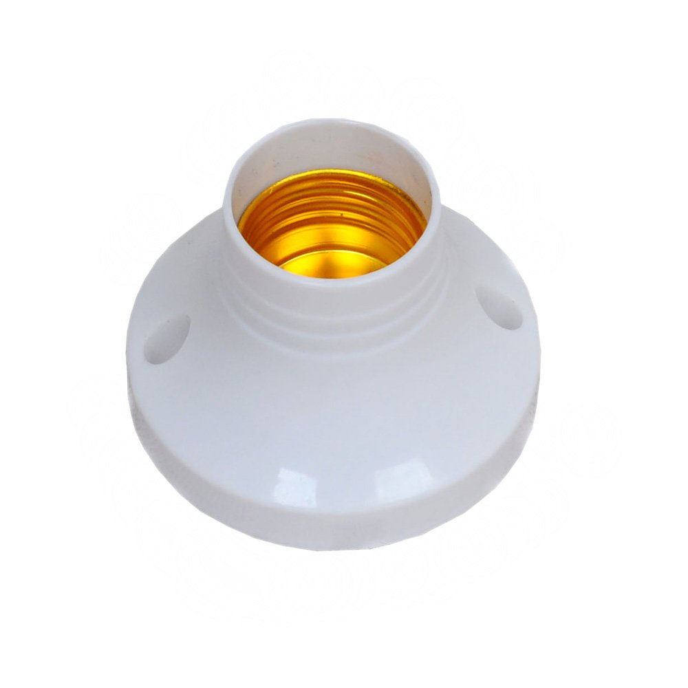 E27 Base Lamp Holder,FINELED E27 Round Plastic Base Screw Light Bulb Lamp Socket Holder White(Without back cover)