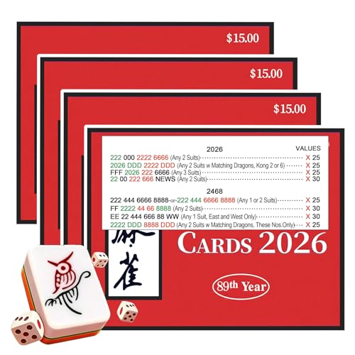NAG Mahjong Card 2026 Official Revision – Large Print American Mahjong Cards 2026, 2026 Mahjong Cards Official Large Print, Easy to Read Mahjong Card for Enthusiasts(4PCS)