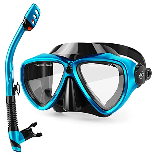 AiJoy Dry Top Snorkel Set Tempered Glass Diving Mask Anti-Fog Lens Snorkeling Set for Adult and Youth - Thumbnail 7
