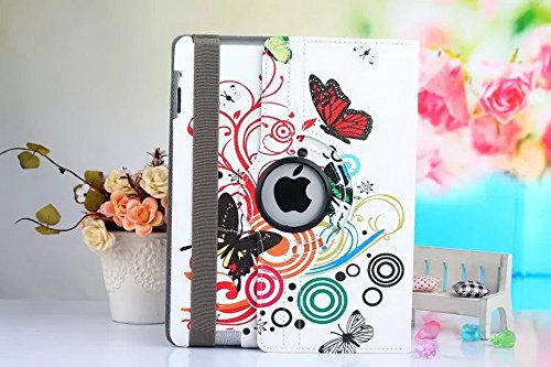 New Arrive 360 Rotating Flower Butterfly Flip Stand PU Leather Case Cover For Apple ipad 2 3 ipad 4 Tablet Shell 9.7 inch