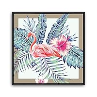 Framed Canvas Wall Art Leaves, Birds, Abstracts Canvas Prints Home Artwork Decoration for Living Room, Bedroom - 16x16 inches