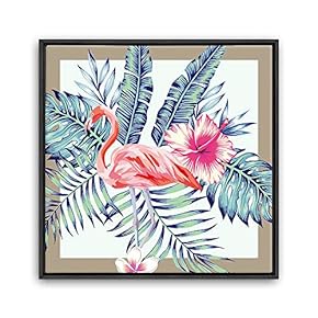 signwin Framed Canvas Wall Art Leaves, Birds, Abstracts...