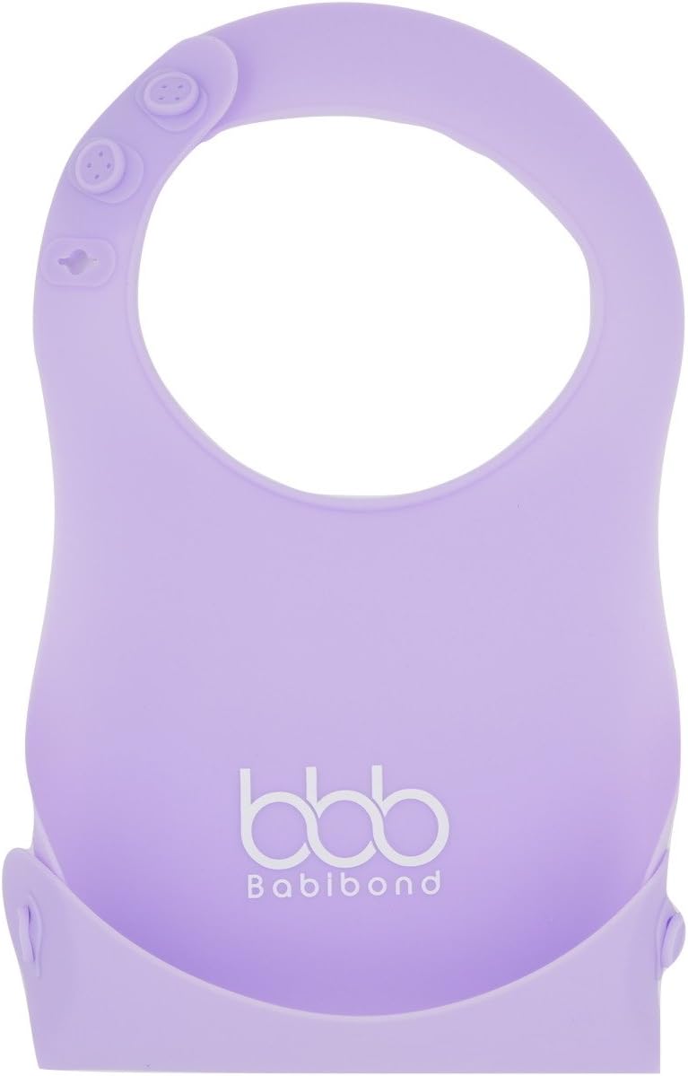 BABIBOND, Foldable Silicon Baby Bib, 2 pack, Navy/Purple