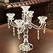 Allgala Crystal Candle Holder 5-Arm Taper Candlestick Crystal Candelabra - Centerpiece for Home Wedding Event and Party Festival