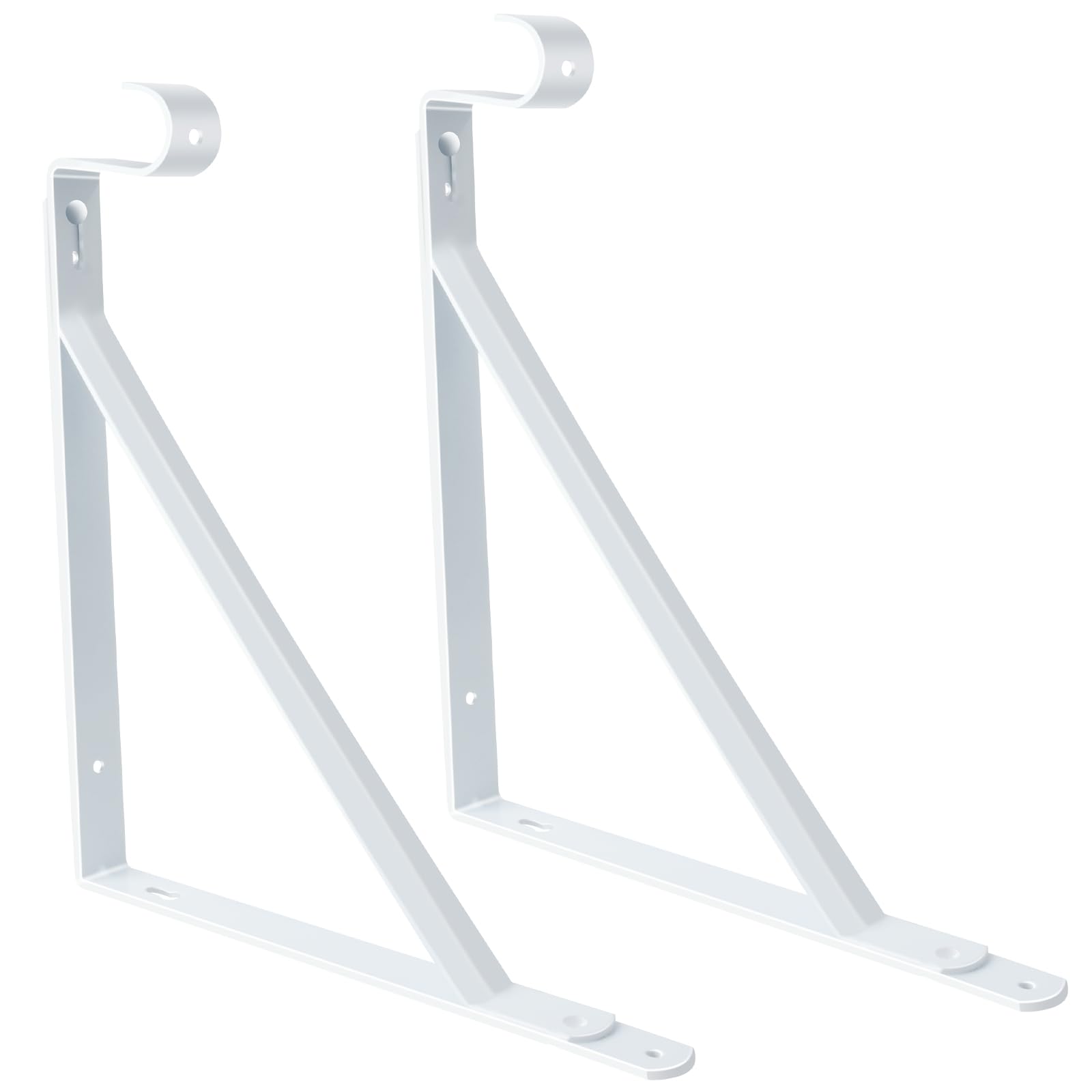 Shelf Brackets with Closet Rod Holder, 10X11Inch/28X26CM Heavy Duty Closet Rod Bracket White Closet Supports Hanging Pole Holder, Wall Mounted Shelf Closet Hooks for Hanging Shelves and Rod 2 Pack