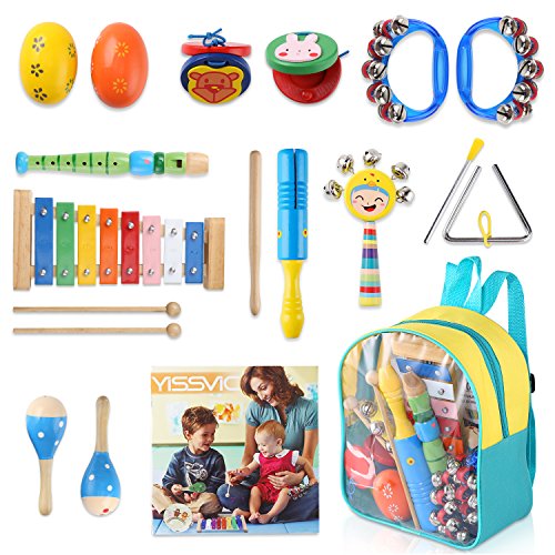 YISSVIC Kids Musical Instruments 13Pcs Xylophone Set Preschool Educational Toy with Storage Backpack