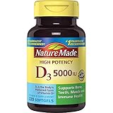 Nature Made Vitamin D3 5000 IU Ultra Strength Softgels, 220 Count