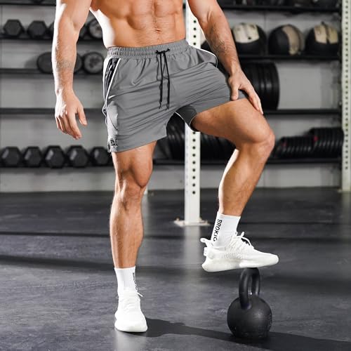 ZENWILL DRI-Armor Men's Sport Zip Shorts Running Shorts, Lightweight Gym Shorts Quick Dry