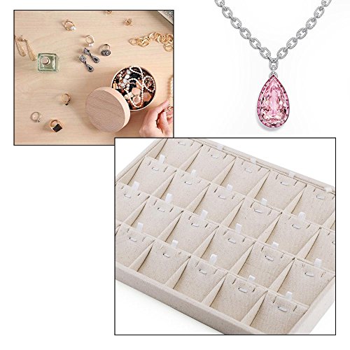 Oirlv Stockable 24 Grids Insert Jewelry Tray Pendant Earrings Storage Trays Showcase Display Organizer