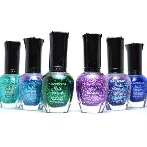 6 KLEANCOLOR BEAUTIFUL GLITTER SET NAIL POLISH COLORFUL LACQUER MANICURE + FREE EARRING 6 KLEANCOLOR BEAUTIFUL GLITTER SET NAIL POLISH COLORFUL LACQUER MANICURE + FREE EARRING