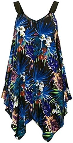 Hotcl Plus Size Summer Vest Tank Top,Women's Dress Irregular Sleeveless Dress Spaghetti Strap Cami Tunic Top Gym Sport