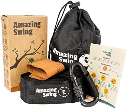 Extra Long (10 FT) Tree Swing Hanging Kit – Holds 1000 lbs. with Anti Breaking Cover &amp; Safety Lock Carabiner + Detailed Hanging Instructions – Top Rated Nylon Swing Strap