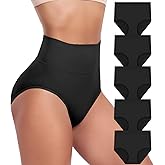 SAYCELI Women's Briefs Underwear High Waist Full Coverage Panties, Ladies Light Tummy Control Postpartum Underpants 5 Pack