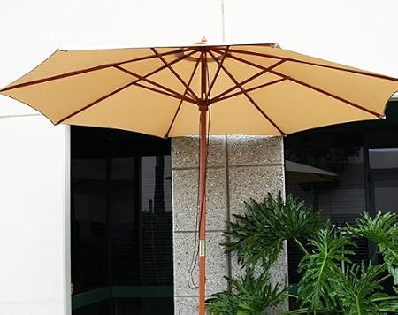 Amazon Com New Deluxe Patio Garden 13 Ft Outdoor Patio Wooden Umbrella With Air Vent Tan Beige Garden Outdoor