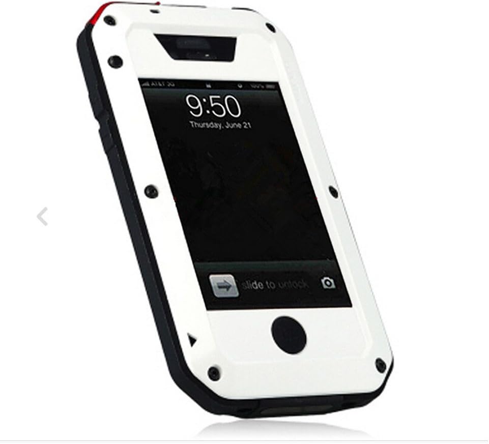 iPhone 4 4s Case,Bingol Extreme Shockproof Dust/Dirt Proof Aluminum Metal Military Heavy Duty Protection Cover case for Apple iPhone 4 4s(White)