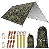 RYACO Camping tentzeil, 3 m x 3 m, tarp voor hangmat, waterdicht, licht, compact, tentonderlegger, picknickdeken…