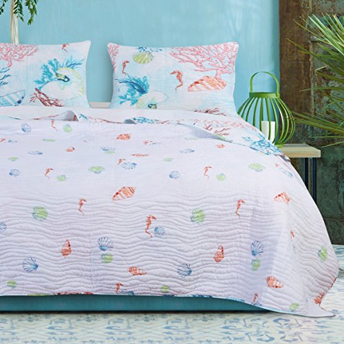 Barefoot Bungalow Sarasota Quilt Set, Twin, Multicolor,GL-1804BMST