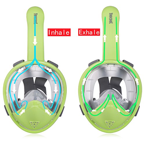 YOOCOOL Full Face Snorkel Mask Foldable 180° Panoramic View Diving Scuba Mask Free Breathing Full Face Snorkeling Mask with Waterproof Phone Bag (Kids Green, Extra Small) - Thumbnail 3