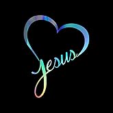 Jesus Love Heart Decal Vinyl Sticker Auto Car Truck Wall Laptop | Holographic | 4" x 5.5"