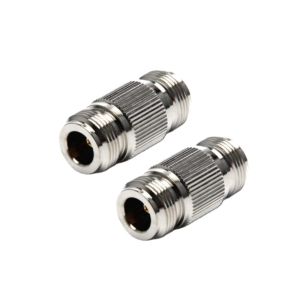 UniteCom 2 x N-Type Female to N-Type Female Low Loss Adapters Straight Socket RF Coax Antenna Barrel Connector Gender Changer 4G 5G Wi-Fi LoRa Helium UHF VHF