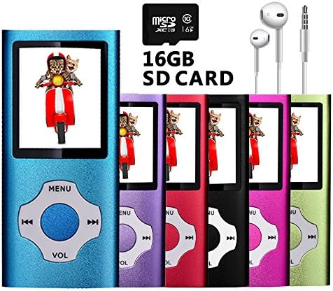 VOLGER DIGITAL 16GB Versatile Mini MP3 MP4 Music Player Internal Micro SD Card Lossless Sound Hi-Fi Entry Video Movie Player FM Radio Voice Recording Photo Viewer E-book Reader Media Player (Blue)