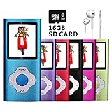 VOLGER DIGITAL 16GB Versatile Mini MP3 MP4 Music Player Internal Micro SD Card Lossless Sound Hi-Fi Entry Video Movie Player FM Radio Voice Recording Photo Viewer E-book Reader Media Player (Blue)