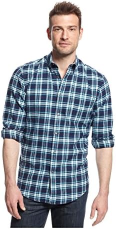John Ashford Mens Plaid LS Button up Shirt Blue 2XL