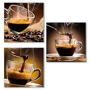 3 Piece Canvas Wall Art for Living Room, Bedroom The Aroma of Coffee Canvas Prints for Home Decoration Ready to Hang - 12"x12"x3 Panels