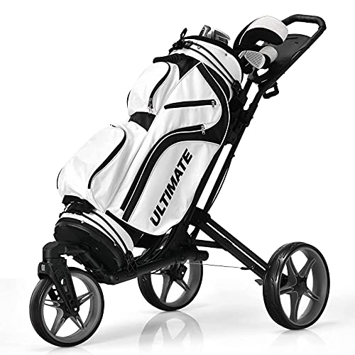 Tangkula Golf Push Cart with 360° Swivel Front Wheel, Aluminum