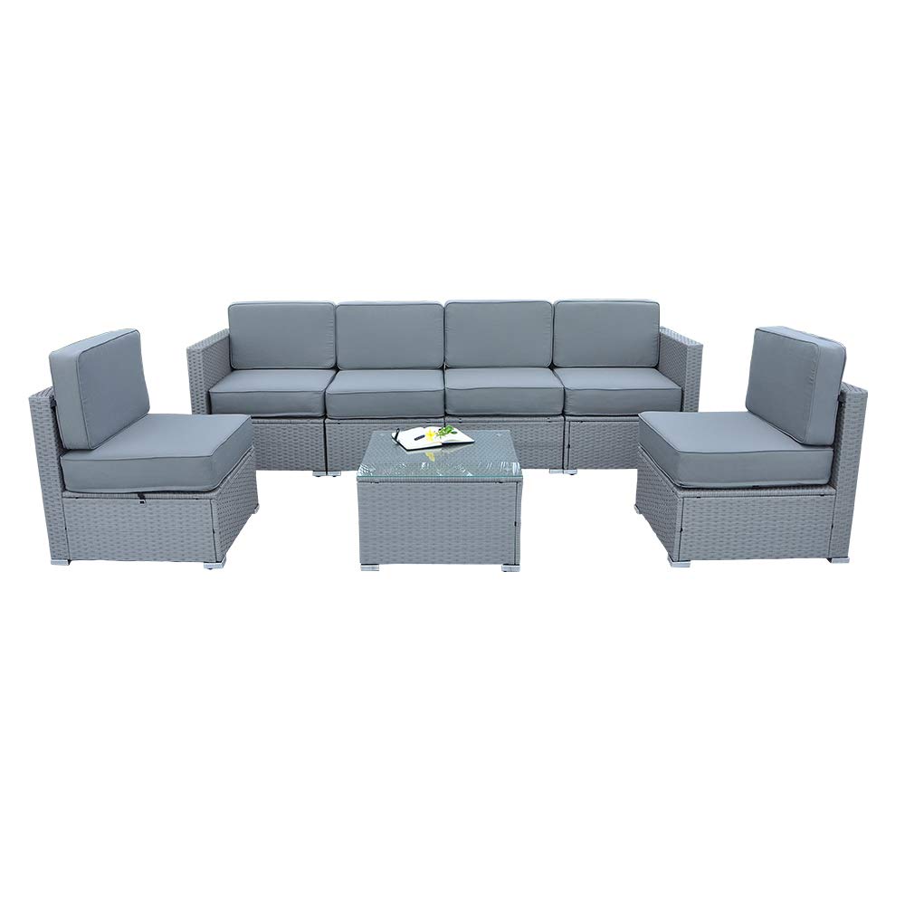 Best 7pc rattan wicker sofa chair patio furniture set sectional garden outdoor couch