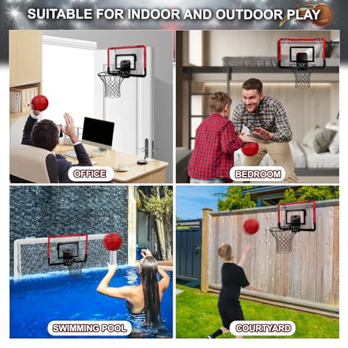 Yimore Children's Basketball Hoop, Indoor Outdoor Basketball Basket for Children Toy with 4 Balls Net and Pump for 5 6 7 8 9 10 11 Year Old Boys (Red)