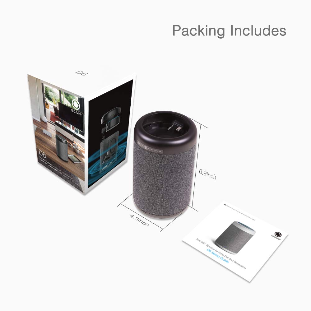 GGMM D6 Portable Speaker for Dot 2nd Generation, 20W Powerful True 360 Alexa Speakers (Black) (DOT Sold Separately)
