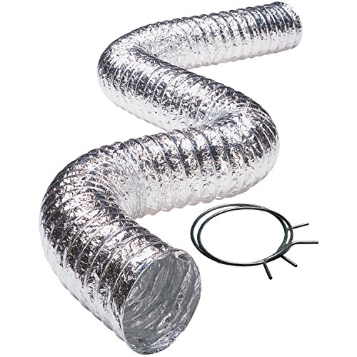 FLXC0405 4" 2-ply Aluminum Flex Duct with 2 Spring Clamps (5' length)
