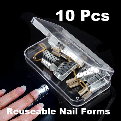 Vktech 10 PCS Acrylic Nail Tools Reusable Nail Forms Tool