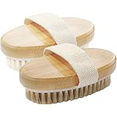 2 Pack Dry Brushing Body Brush for Lymphatic Natural Bristle Exfoliating with Massage Nodes Blood Circulation Improvement