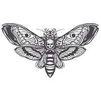 Divine Designs Creepy Black and White Moth with Skull Vinyl Decal Sticker (4" Wide)