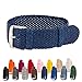 Clockwork Synergy - Perlon Watch Strap Braided Nylon Band (16mm, Navy Blue)