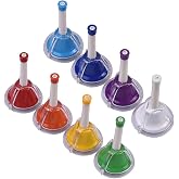 Heysland Handbells 8 Note Diatonic Metal Bell Colorful Desk Bells Hand Percussion Bells Kit for Kids Children Musical Teaching Family Party Chior