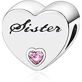 Doyafer Sister's Love 5A Zircon Pink Diamond Heart-Shaped Charm 925 Sterling Silver Charms Jewelry Suitable for Women's Bracelets Necklaces For Family