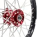 KKE 21/19 SPOKED MX WHEELS RIMS SET FOR CRF250R 04-13 CRF450R 02-12 CR125R CR250R 02-13 CNC ALUMINUM (red hub, black rim, silver nipple, silver spoke)