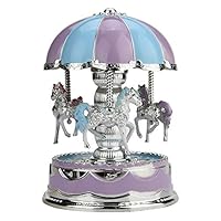 SYgerks Carousel Music Box, Carousel Horse Music Box, Merry Go Round Music Box Carousel Music Boxes for Girls (Purple)