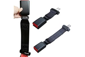 2 Pcs Black Car Seat Belt Extensions,14inch & 9inch Universal Safety Strap,ABS Plastic Metal Buckle,Anti-Slip Lock Buckle,Uni